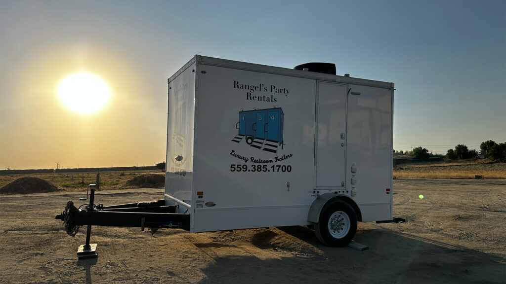 Rangel's Party Rentals 3-Station Luxury Restroom Trailer Exterior 2